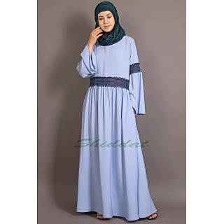 Classic abaya with Lace work - Sky  Blue